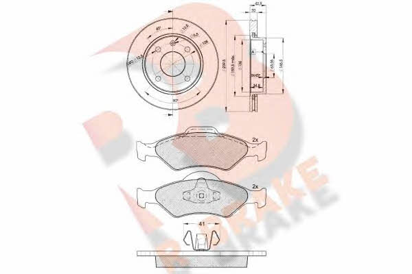 R Brake 3R13441064 Front ventilated brake discs with pads, set 3R13441064