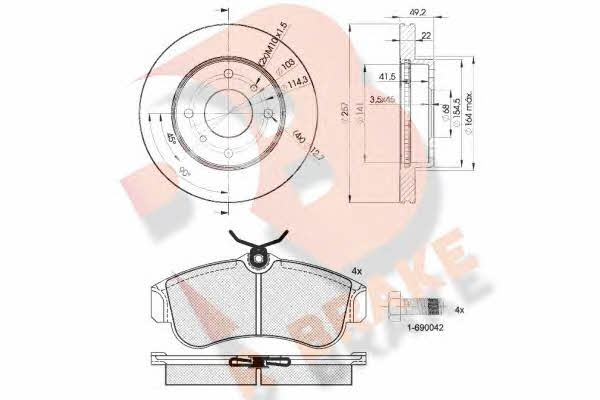 R Brake 3R08037101 Front ventilated brake discs with pads, set 3R08037101