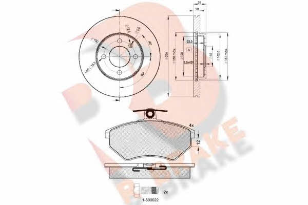  3R10113790 Front ventilated brake discs with pads, set 3R10113790