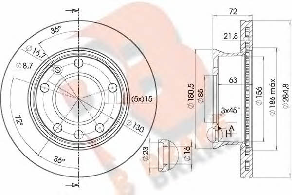 R Brake 78RBD10187 Front brake disc ventilated 78RBD10187