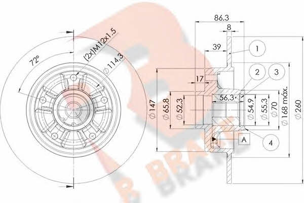 R Brake 78RBD14023 Rear brake disc, non-ventilated 78RBD14023