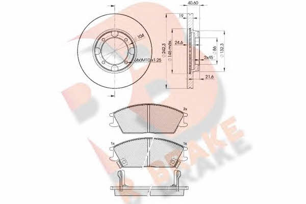 R Brake 3R08872135 Front ventilated brake discs with pads, set 3R08872135