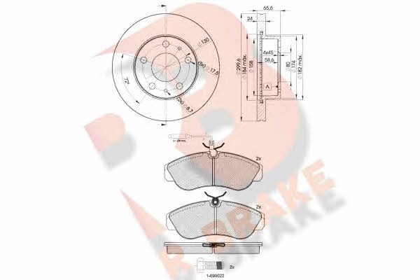 R Brake 3R10544682 Front ventilated brake discs with pads, set 3R10544682