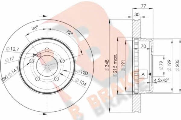 R Brake 78RBD23402 Front brake disc ventilated 78RBD23402