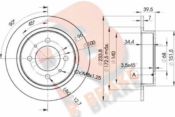 R Brake 78RBD25803 Rear brake disc, non-ventilated 78RBD25803