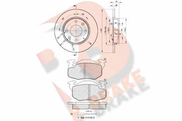R Brake 3R06334689 Brake discs with pads front non-ventilated, set 3R06334689