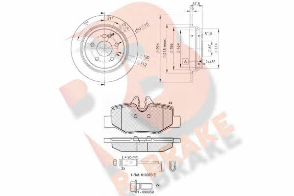  3R16760416 Brake discs with pads rear non-ventilated, set 3R16760416