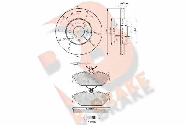 R Brake 3R09302232 Front ventilated brake discs with pads, set 3R09302232