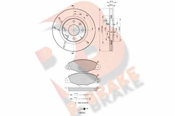 R Brake 3R12784697 Front ventilated brake discs with pads, set 3R12784697