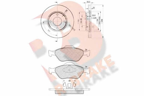  3R13435344 Front ventilated brake discs with pads, set 3R13435344