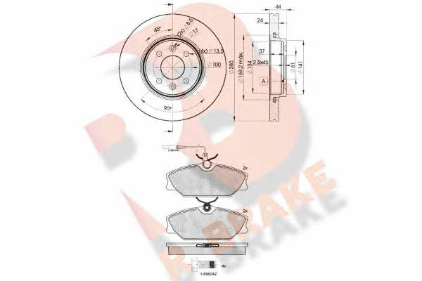  3R09307829 Front ventilated brake discs with pads, set 3R09307829