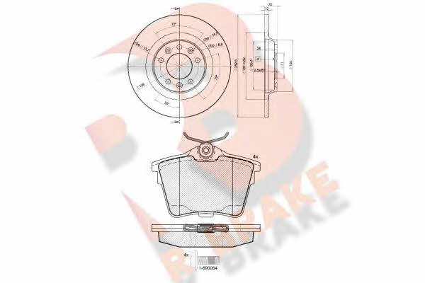 R Brake 3R16584609 Brake discs with pads rear non-ventilated, set 3R16584609