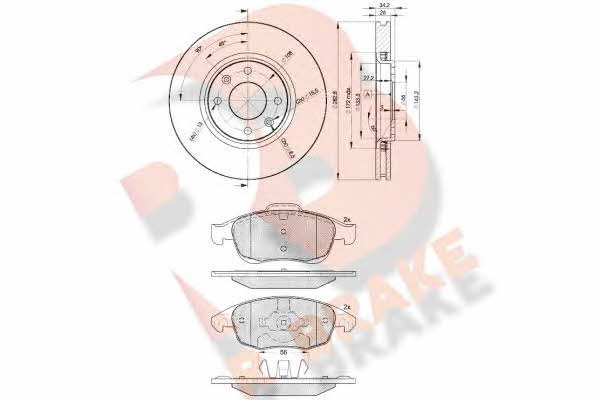 R Brake 3R18524752 Front ventilated brake discs with pads, set 3R18524752