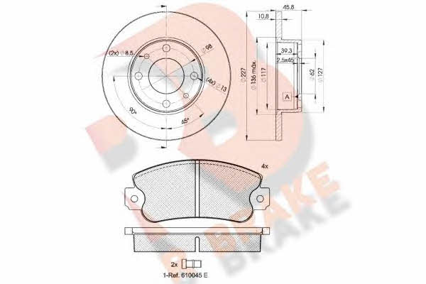  3R04185812 Brake discs with pads front non-ventilated, set 3R04185812