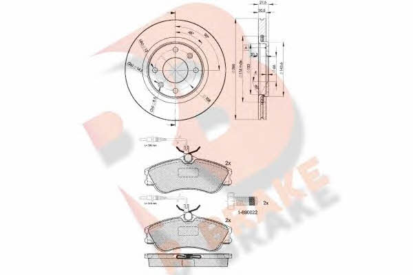 R Brake 3R11364697 Front ventilated brake discs with pads, set 3R11364697