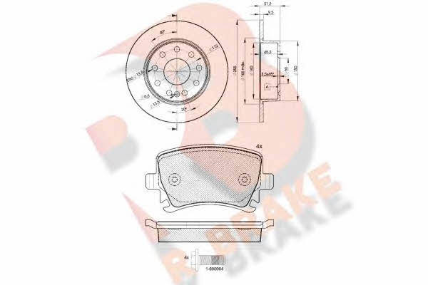  3R16005616 Brake discs with pads rear non-ventilated, set 3R16005616