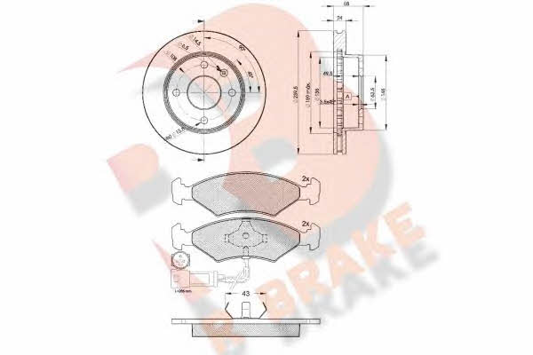  3R04104844 Front ventilated brake discs with pads, set 3R04104844