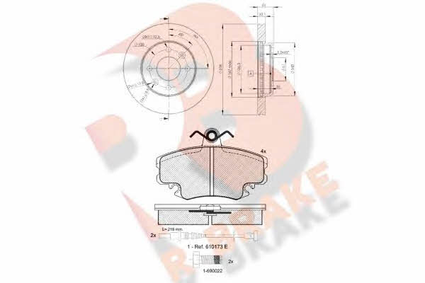 R Brake 3R09936572 Front ventilated brake discs with pads, set 3R09936572