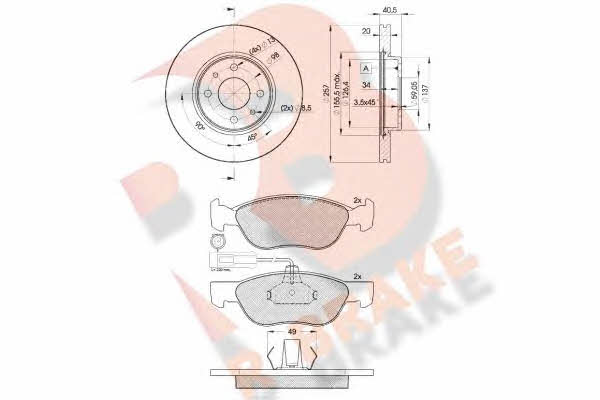  3R12435056 Brake discs with pads, set 3R12435056